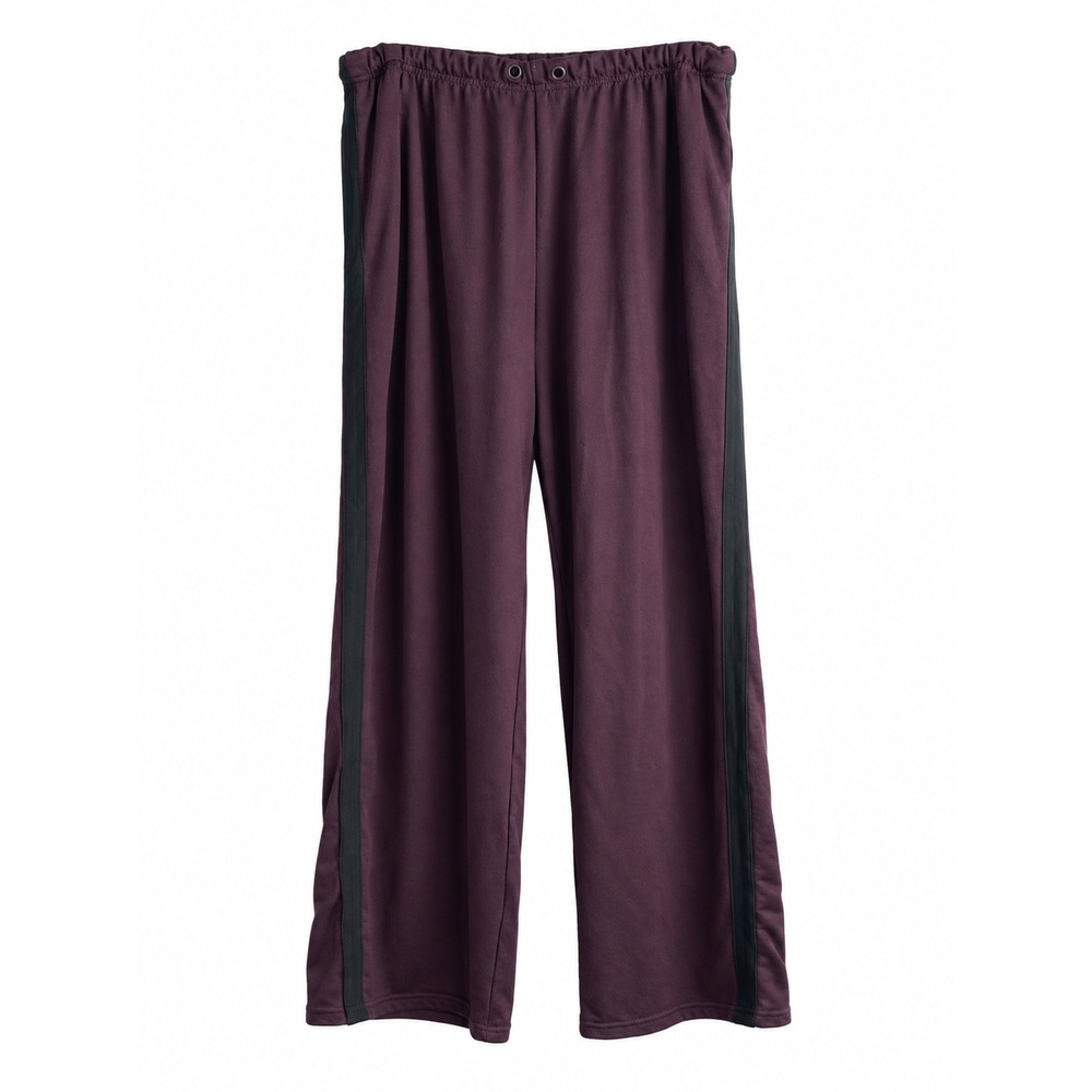 Gymshark Women's L Burgundy Black Side Stripe Wide Leg Track Pants